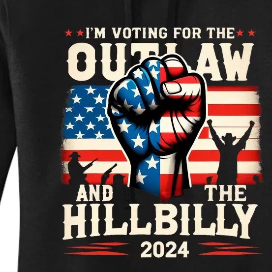 IM Voting For The Outlaw And The Hillbilly 2024 Us Flag Women's Pullover Hoodie