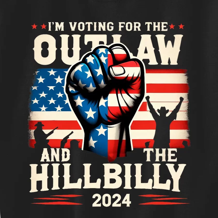 IM Voting For The Outlaw And The Hillbilly 2024 Us Flag Kids Sweatshirt