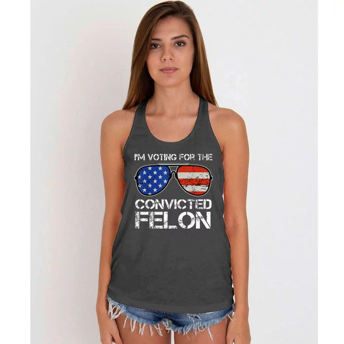 IM Voting For The Convicted Fellon 2024 Us Flag Women's Knotted Racerback Tank