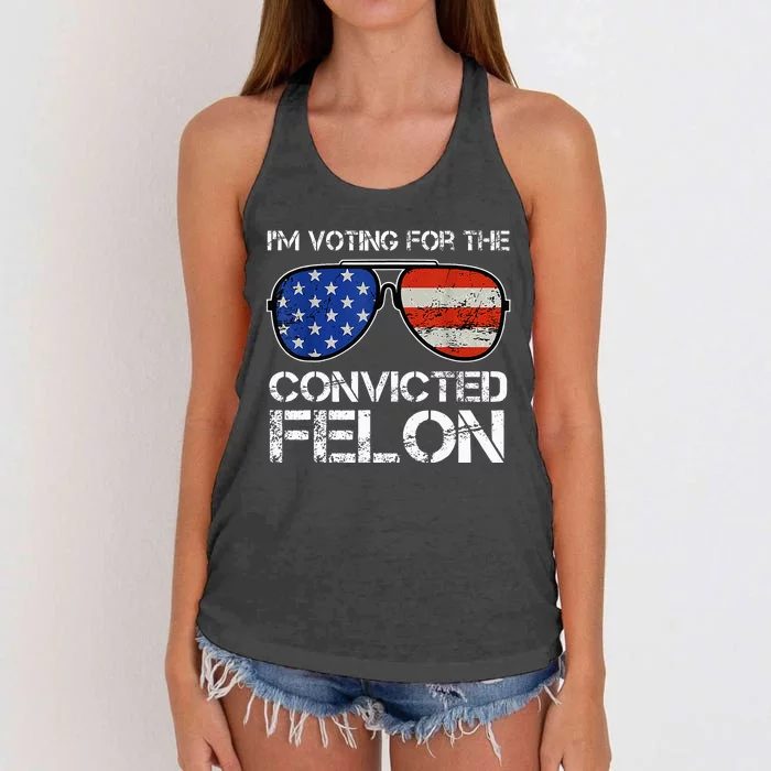 IM Voting For The Convicted Fellon 2024 Us Flag Women's Knotted Racerback Tank