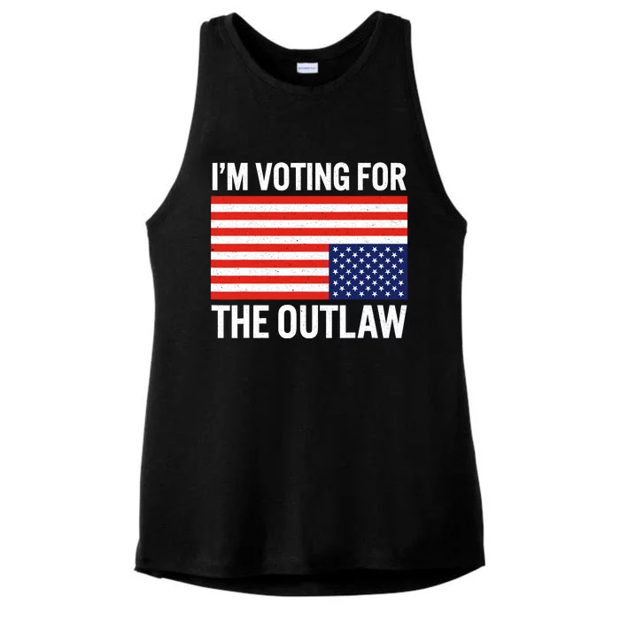 Im Voting For The Outlaw Funny Trump Maga 2024 Ladies Tri-Blend Wicking Tank