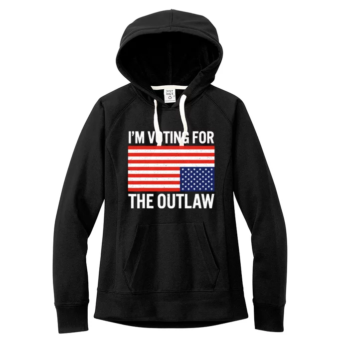 Im Voting For The Outlaw Funny Trump Maga 2024 Women's Fleece Hoodie