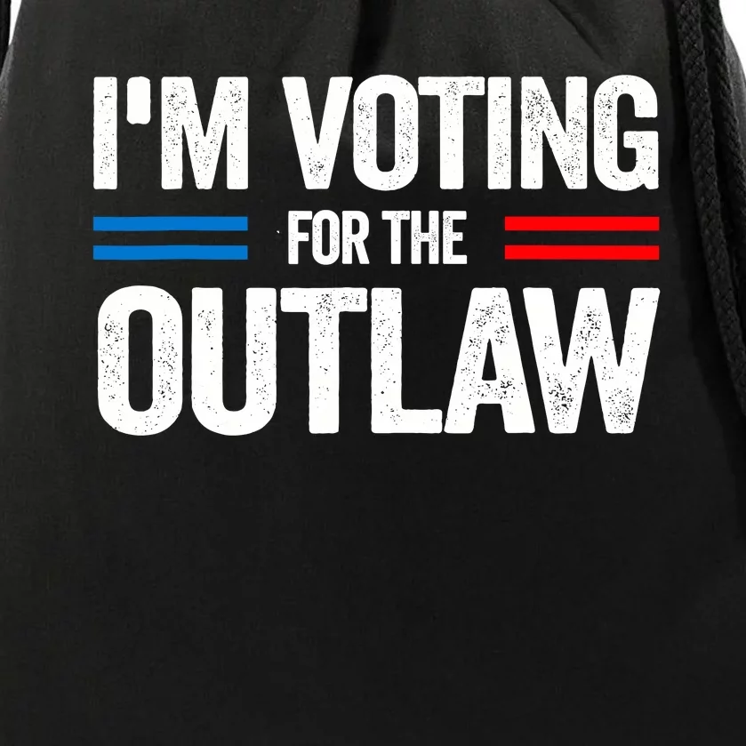 Im Voting For The Outlaw Funny Trump Maga 2024 Drawstring Bag