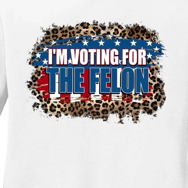 IM Voting For The Felon America Leopard Ladies Long Sleeve Shirt