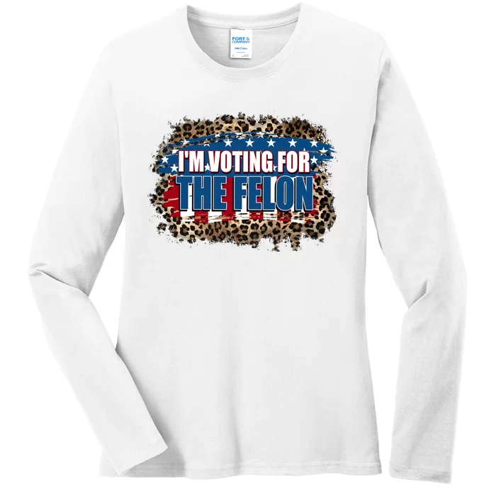 IM Voting For The Felon America Leopard Ladies Long Sleeve Shirt