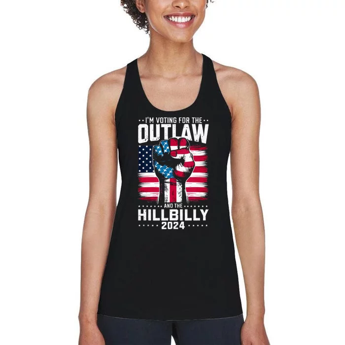 IM Voting For The Outlaw And The Hillbilly 2024 Us Flag Women's Racerback Tank