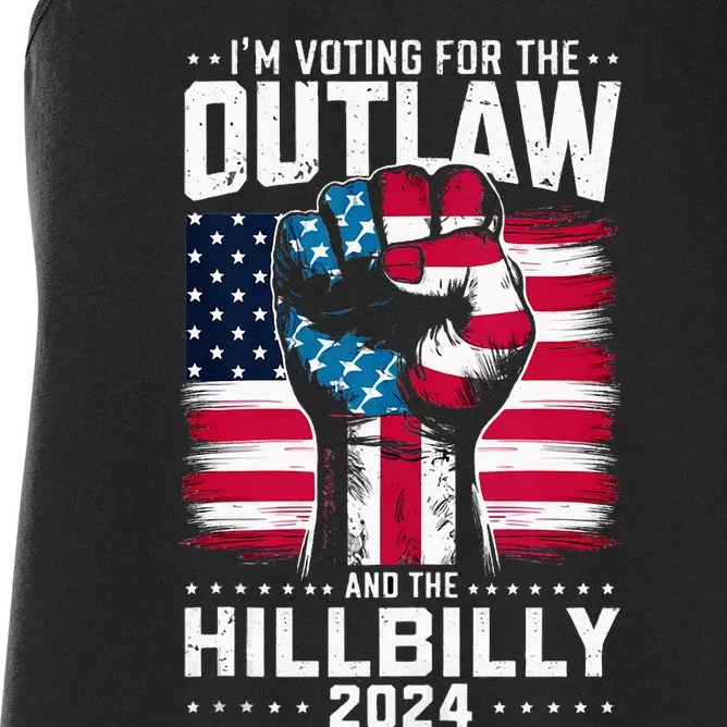 IM Voting For The Outlaw And The Hillbilly 2024 Us Flag Women's Racerback Tank