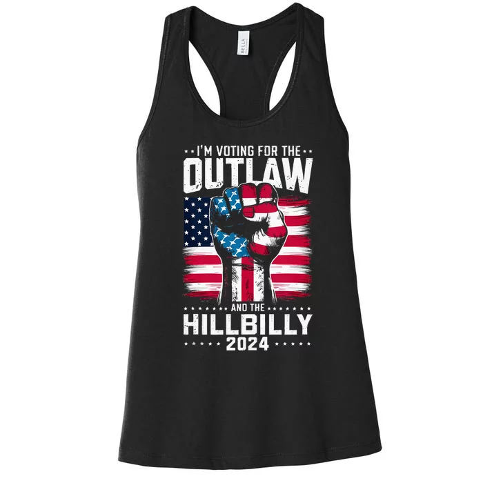 IM Voting For The Outlaw And The Hillbilly 2024 Us Flag Women's Racerback Tank