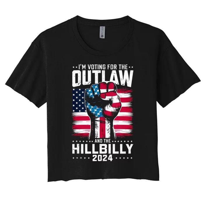 IM Voting For The Outlaw And The Hillbilly 2024 Us Flag Women's Crop Top Tee