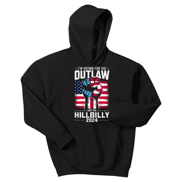 IM Voting For The Outlaw And The Hillbilly 2024 Us Flag Kids Hoodie