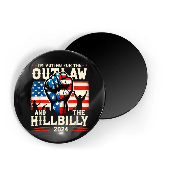 IM Voting For The Outlaw And The Hillbilly 2024 Us Flag Magnet