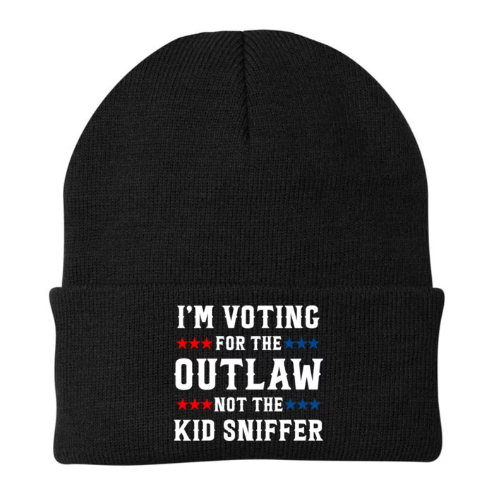 Im Voting For The Outlaw Not The Kiid Sniffer Trump 2024 Knit Cap Winter Beanie