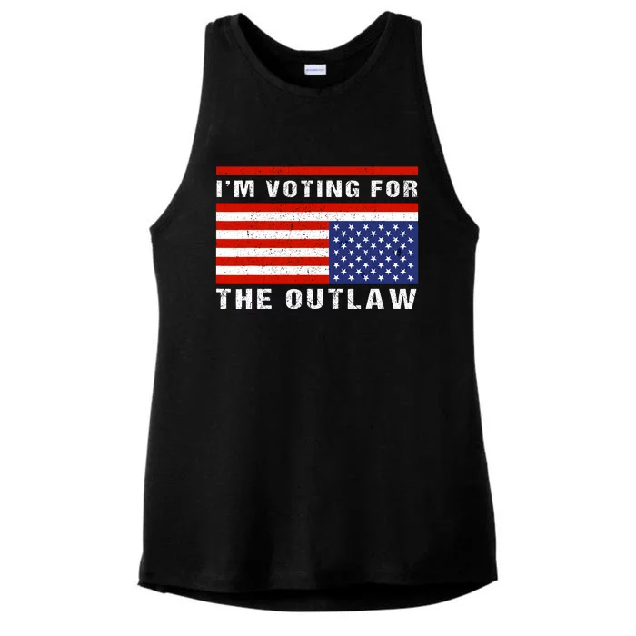 Im Voting For The Outlaw Funny Trump Maga 2024 Ladies Tri-Blend Wicking Tank