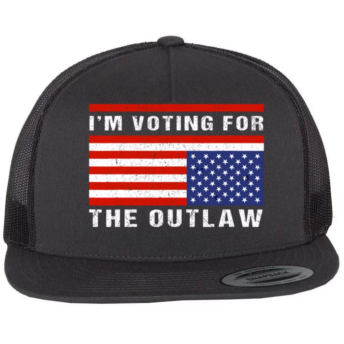 Im Voting For The Outlaw Funny Trump Maga 2024 Flat Bill Trucker Hat