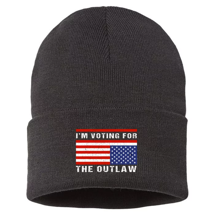 Im Voting For The Outlaw Funny Trump Maga 2024 Sustainable Knit Beanie