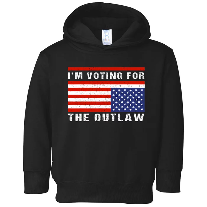 Im Voting For The Outlaw Funny Trump Maga 2024 Toddler Hoodie