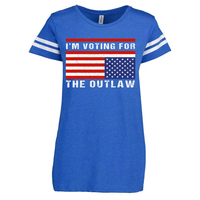 Im Voting For The Outlaw Funny Trump Maga 2024 Enza Ladies Jersey Football T-Shirt