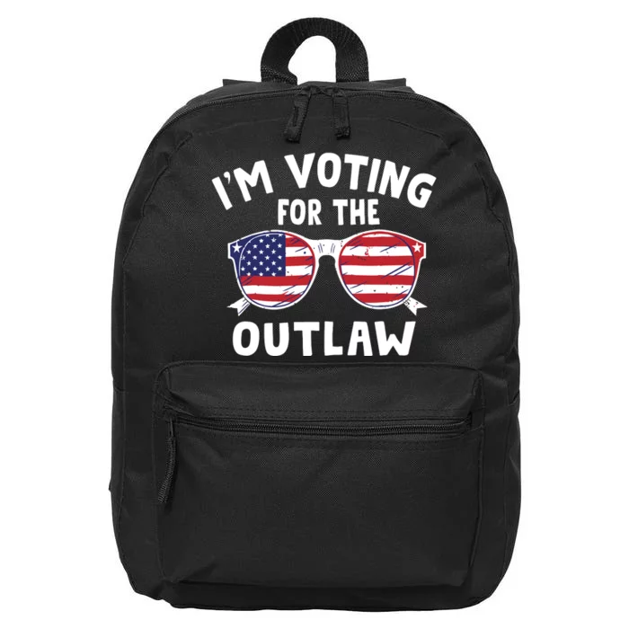 Im Voting For The Outlaw Funny Trump Maga 2024 16 in Basic Backpack