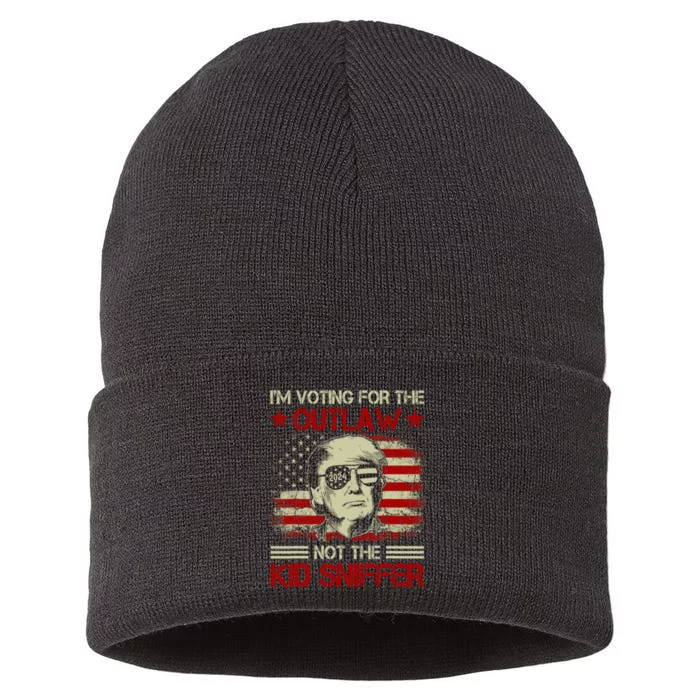 Im Voting For The Outlaw Not The Kiid Sniffer Trump 2024 Sustainable Knit Beanie