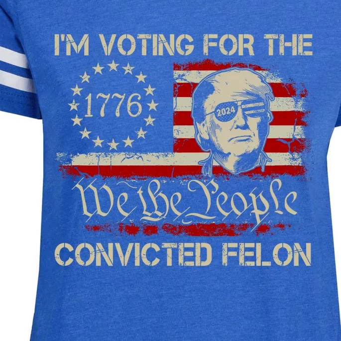 IM Voting For The Convicted Felon 2024 Funny Trump Enza Ladies Jersey Football T-Shirt