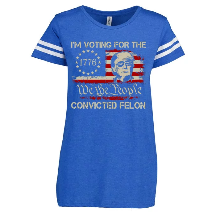 IM Voting For The Convicted Felon 2024 Funny Trump Enza Ladies Jersey Football T-Shirt