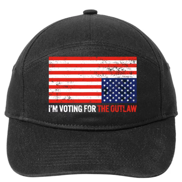 Im Voting For The Outlaw Funny Trump Maga 2024 7-Panel Snapback Hat