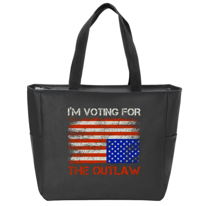 Im Voting For The Outlaw Funny Trump Maga 2024 Zip Tote Bag