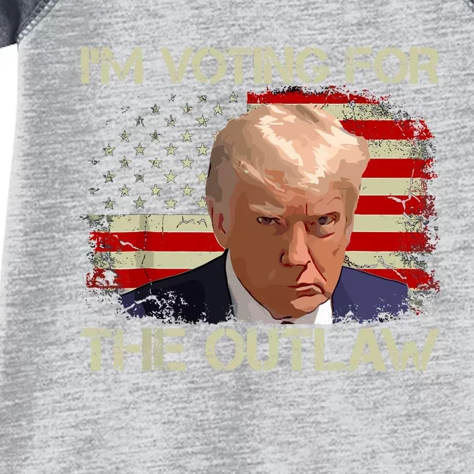 Im Voting For The Outlaw Funny Trump Maga 2024 Infant Baby Jersey Bodysuit