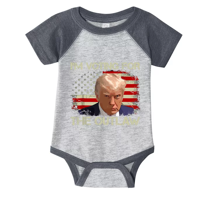 Im Voting For The Outlaw Funny Trump Maga 2024 Infant Baby Jersey Bodysuit