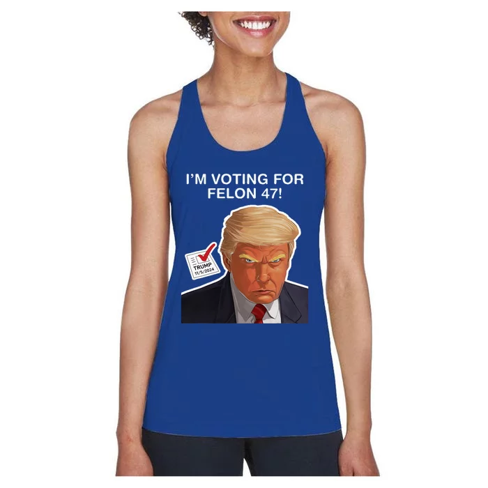 Im Voting For The Convicted Felon Felon Trump 2024 Women's Racerback Tank