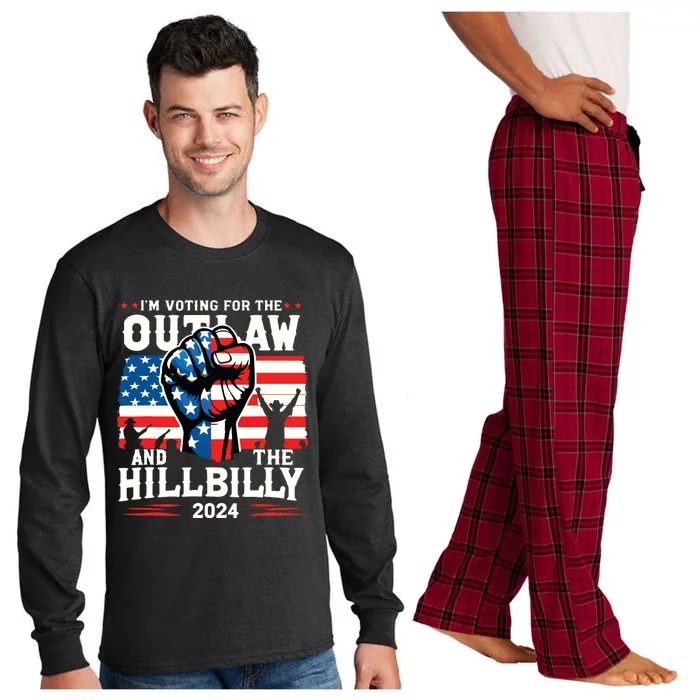 Im Voting For The Outlaw And The Hillbilly 2024 Us Flag Long Sleeve Pajama Set