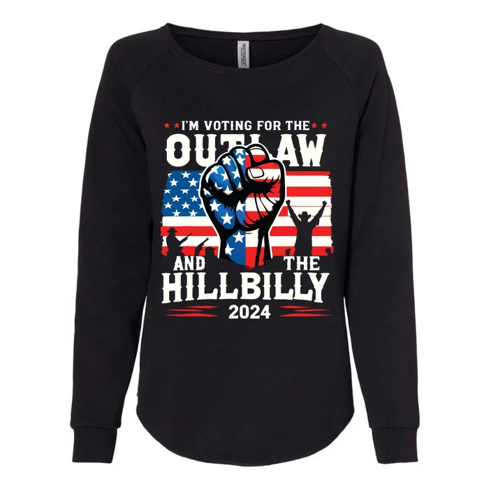 Im Voting For The Outlaw And The Hillbilly 2024 Us Flag Womens California Wash Sweatshirt