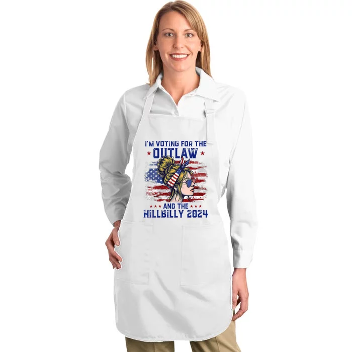 Im Voting For The Outlaw And The Hillbilly 2024 Us Flag Full-Length Apron With Pocket