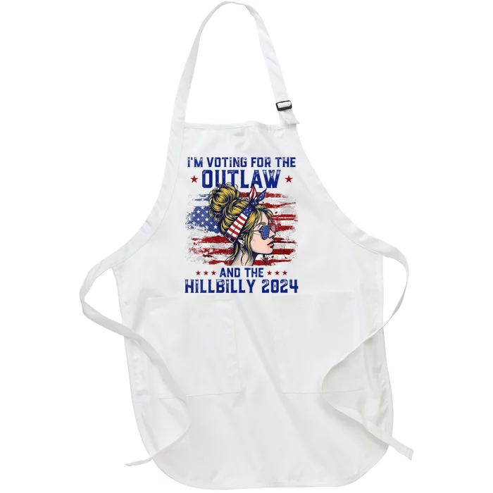 Im Voting For The Outlaw And The Hillbilly 2024 Us Flag Full-Length Apron With Pocket