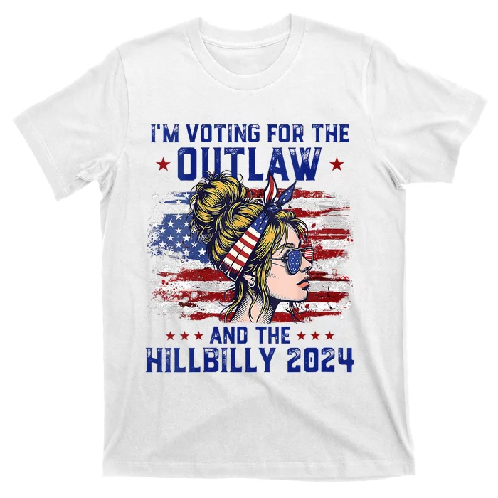 Im Voting For The Outlaw And The Hillbilly 2024 Us Flag T-Shirt