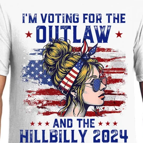 Im Voting For The Outlaw And The Hillbilly 2024 Us Flag Pajama Set