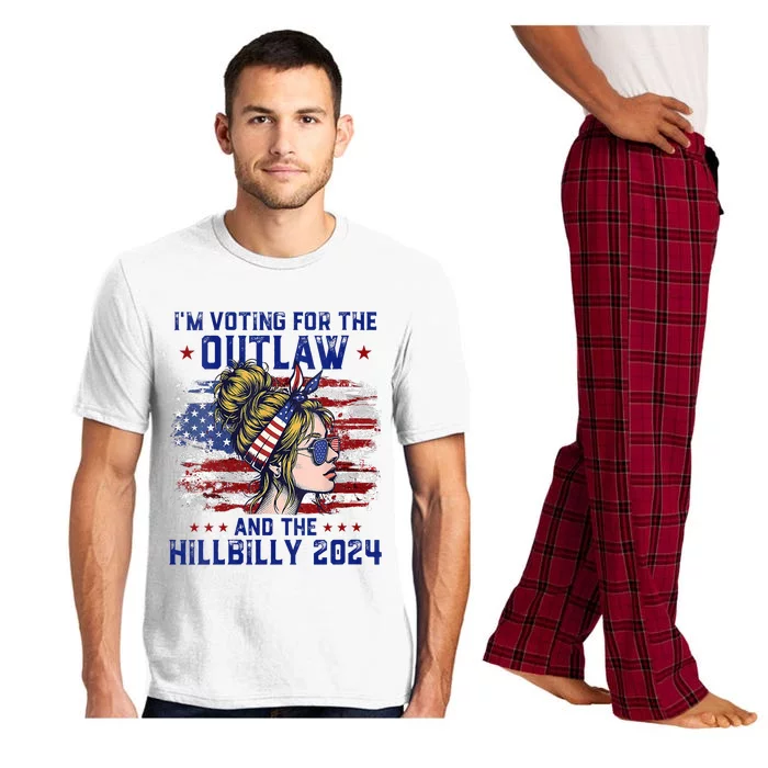 Im Voting For The Outlaw And The Hillbilly 2024 Us Flag Pajama Set