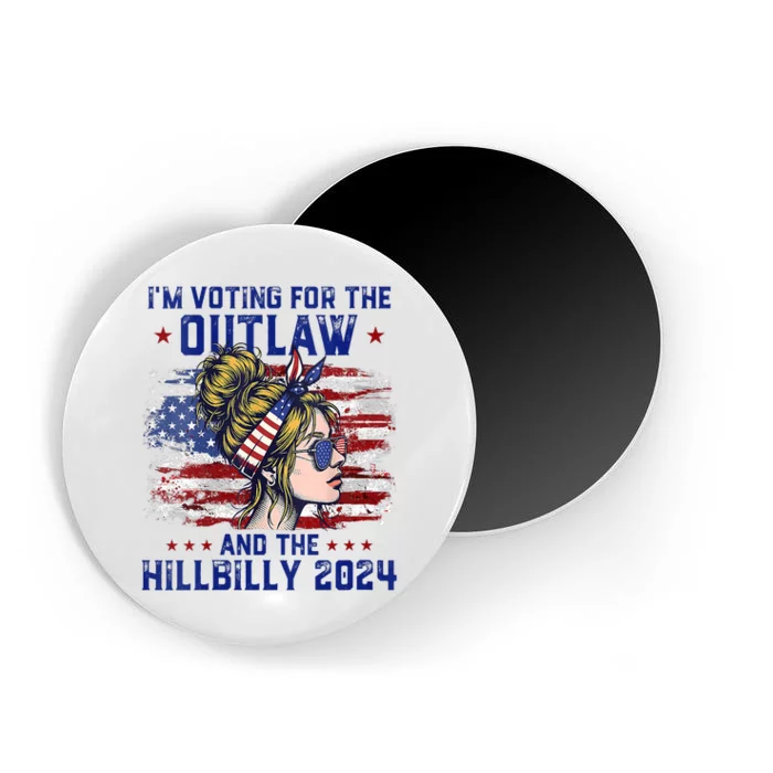 Im Voting For The Outlaw And The Hillbilly 2024 Us Flag Magnet