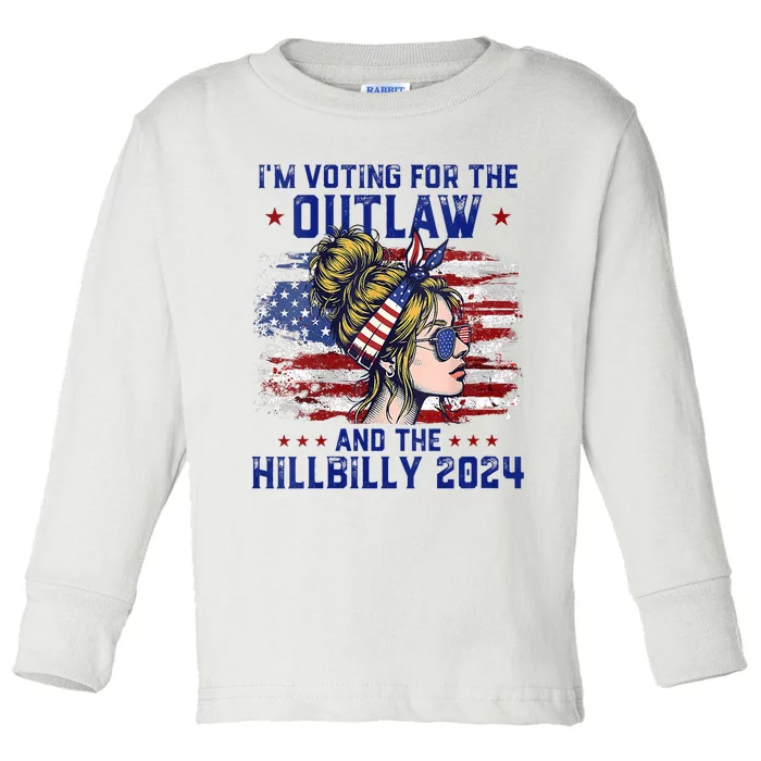 Im Voting For The Outlaw And The Hillbilly 2024 Us Flag Toddler Long Sleeve Shirt