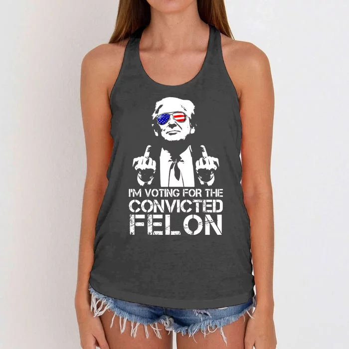 Im Voting For The Convicted Felon 2024 Women's Knotted Racerback Tank