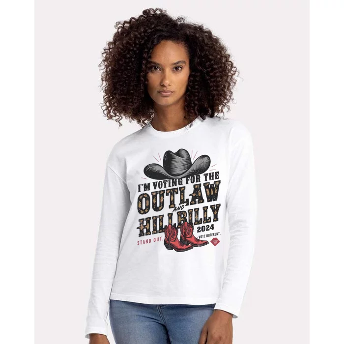 IM Voting For The Outlaw And The Hillbilly 2024 Retro Womens Cotton Relaxed Long Sleeve T-Shirt