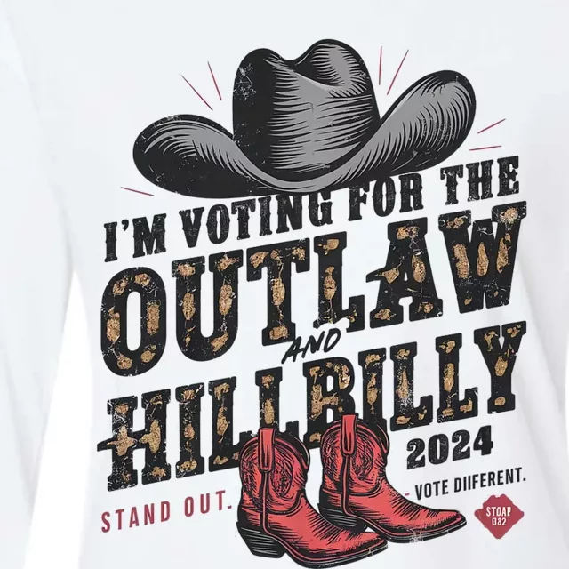 IM Voting For The Outlaw And The Hillbilly 2024 Retro Womens Cotton Relaxed Long Sleeve T-Shirt