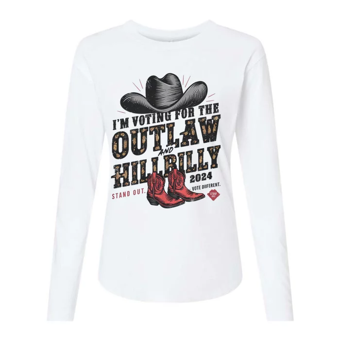 IM Voting For The Outlaw And The Hillbilly 2024 Retro Womens Cotton Relaxed Long Sleeve T-Shirt