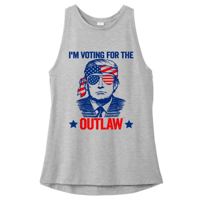 Im Voting For The Outlaw Funny Trump Maga 2024 Ladies Tri-Blend Wicking Tank