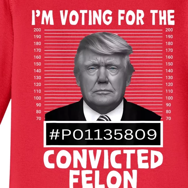 IM Voting For The Convicted Felon Trump Mugshot Pro Trump Baby Long Sleeve Bodysuit