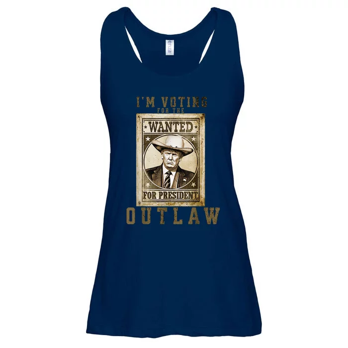 IM Voting For The Outlaw Wanted For President Trump 2024 Ladies Essential Flowy Tank