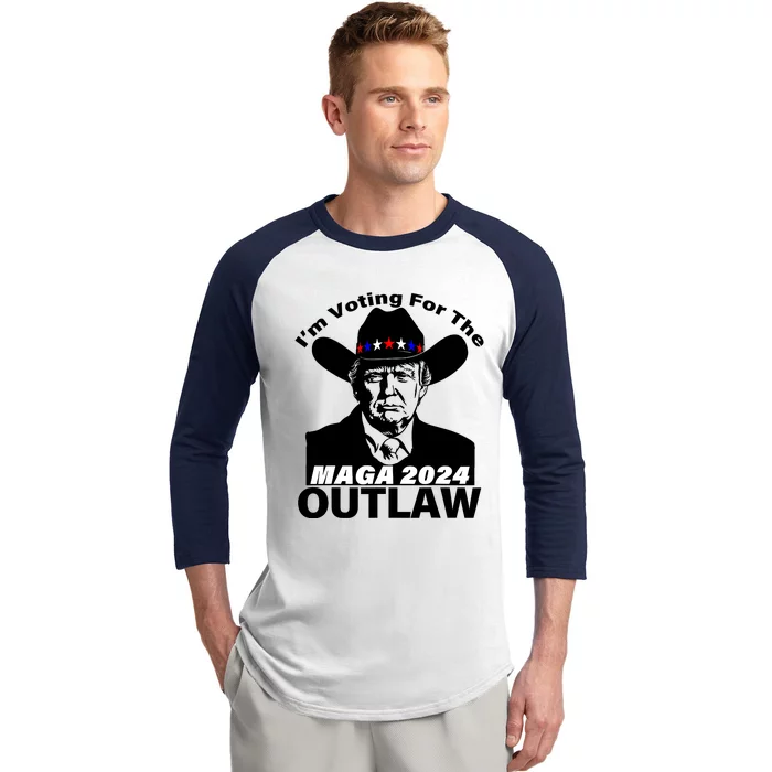 Im Voting For The Outlaw Funny Trump Maga 2024 Baseball Sleeve Shirt