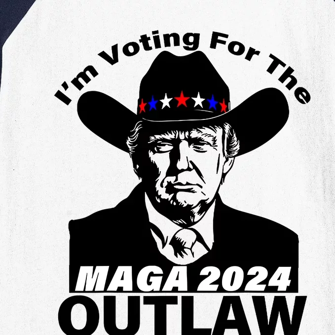 Im Voting For The Outlaw Funny Trump Maga 2024 Baseball Sleeve Shirt