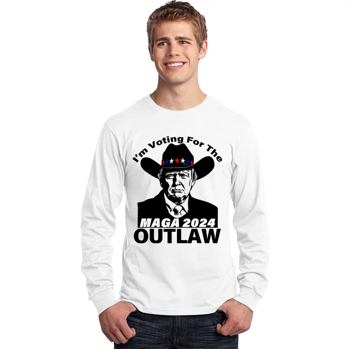 Im Voting For The Outlaw Funny Trump Maga 2024 Long Sleeve Shirt