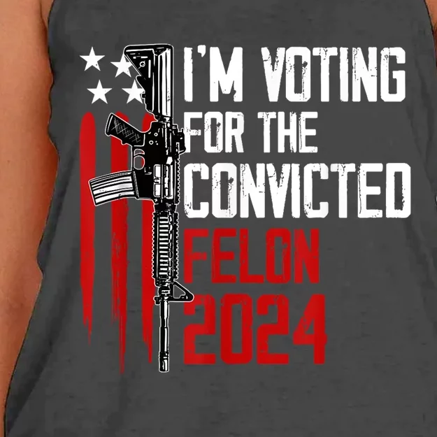 IM Voting For The Convicted Felon American Flag Trump 2024 Women's Knotted Racerback Tank